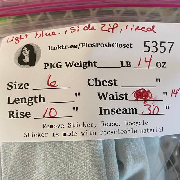 Talbots Womens Pants Stretch Straight Leg Side Zip Baby Light Blue Size 6 - Picture 9 of 9